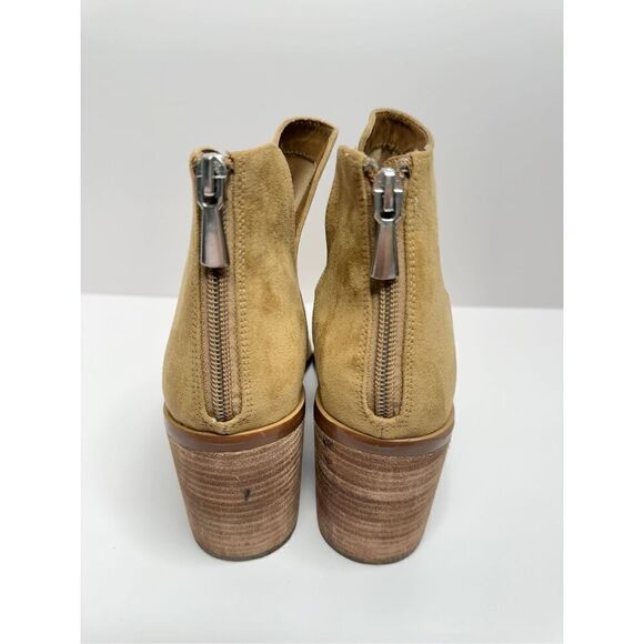 BP Boots Womens Taupe Block Heel Size 9.5 Cut Out Western Ankle Zip Almond Toe - Picture 7 of 10